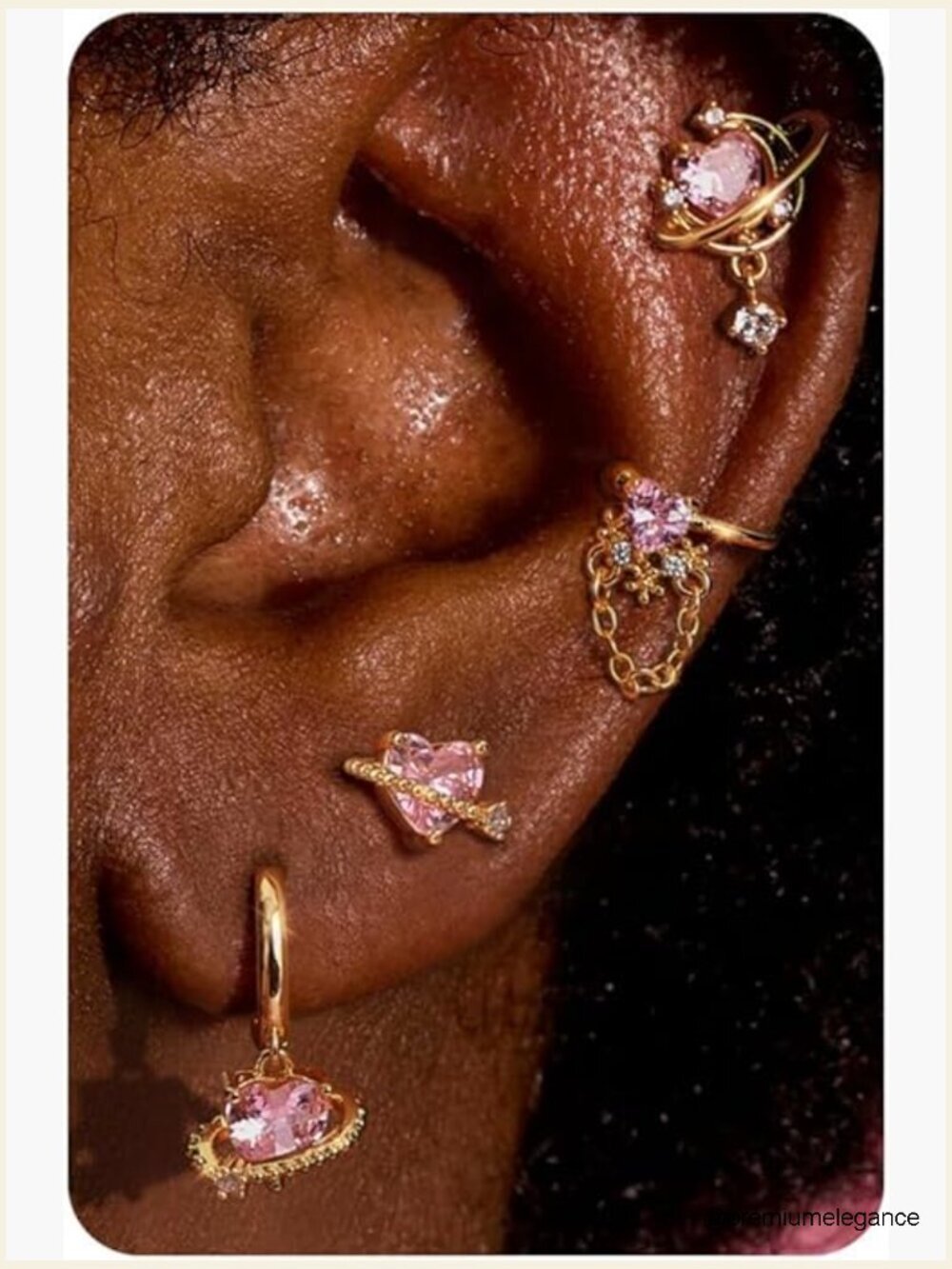 Sterling Silver Gold Plated Earring Set - Cartilage Stud Huggie Hoop Dangle